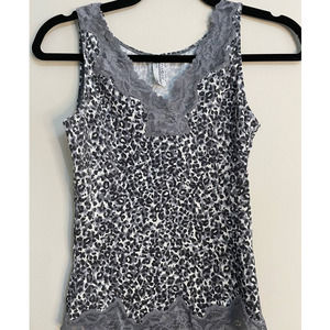 Flexees Womens Shapewear Grey Black White Animal Print and Lace Camisole SZ L